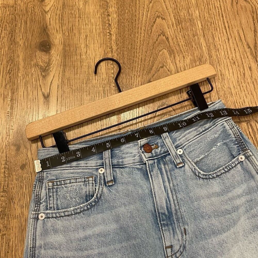 Madewell Light Wash Rigid Jean A Line Double Denim Country Cowboy Midi Skirt Siz - Picture 9 of 10